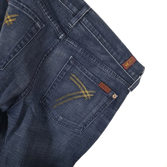 7 For All Mankind DOJO 7 Embroidered Med Wash Mid Rise Wide Leg Jeans Size: 29 - Picture 5 of 6